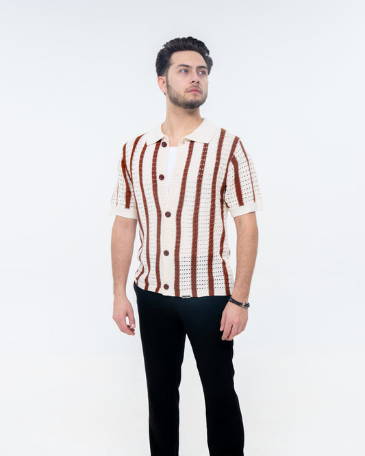 Havana Knit Shirt - Cream/Brown