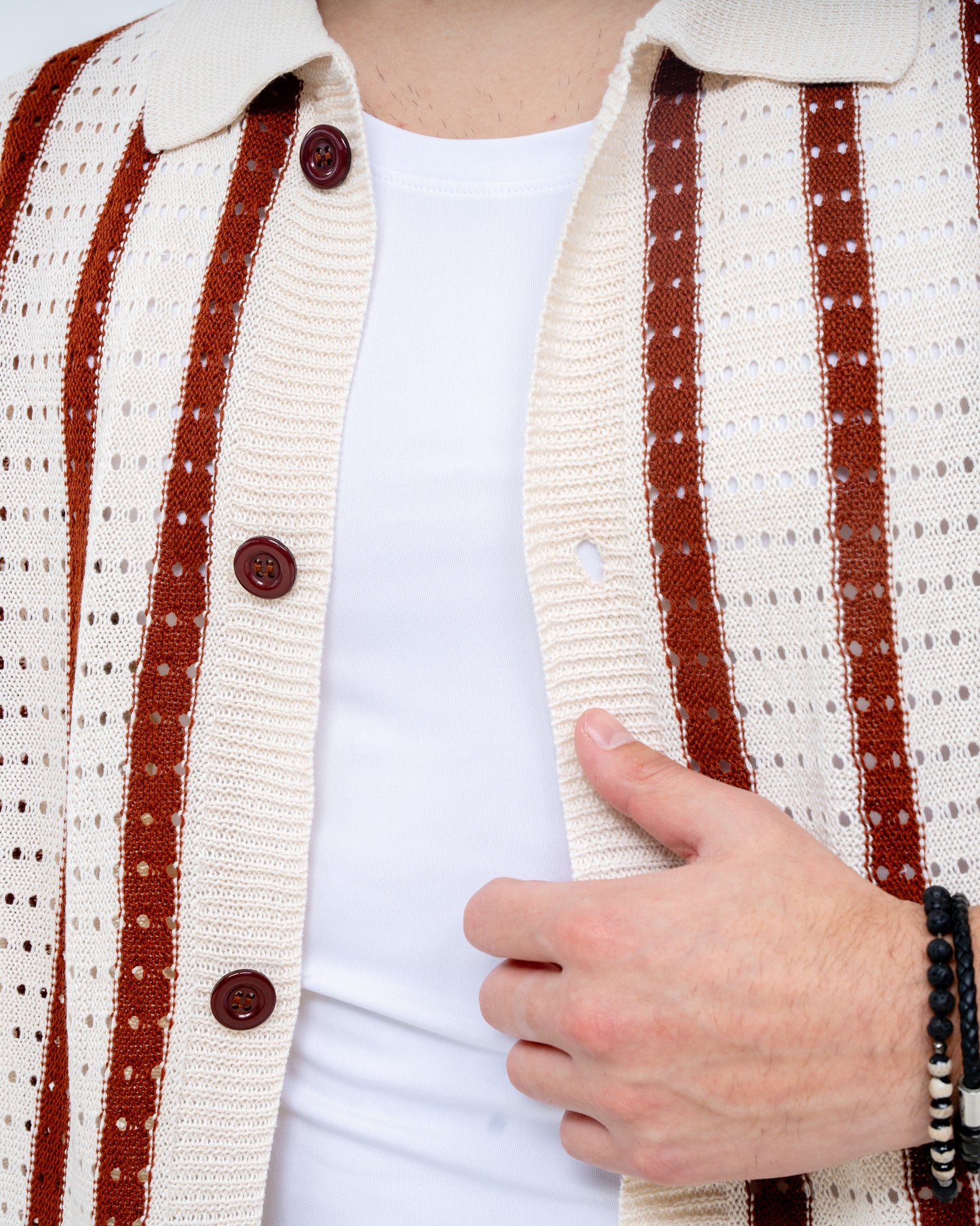 Havana Knit Shirt - Cream/Brown - Image 4