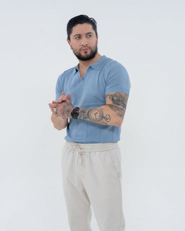 Sienna Knit Polo - Dusty Blue - Image 2