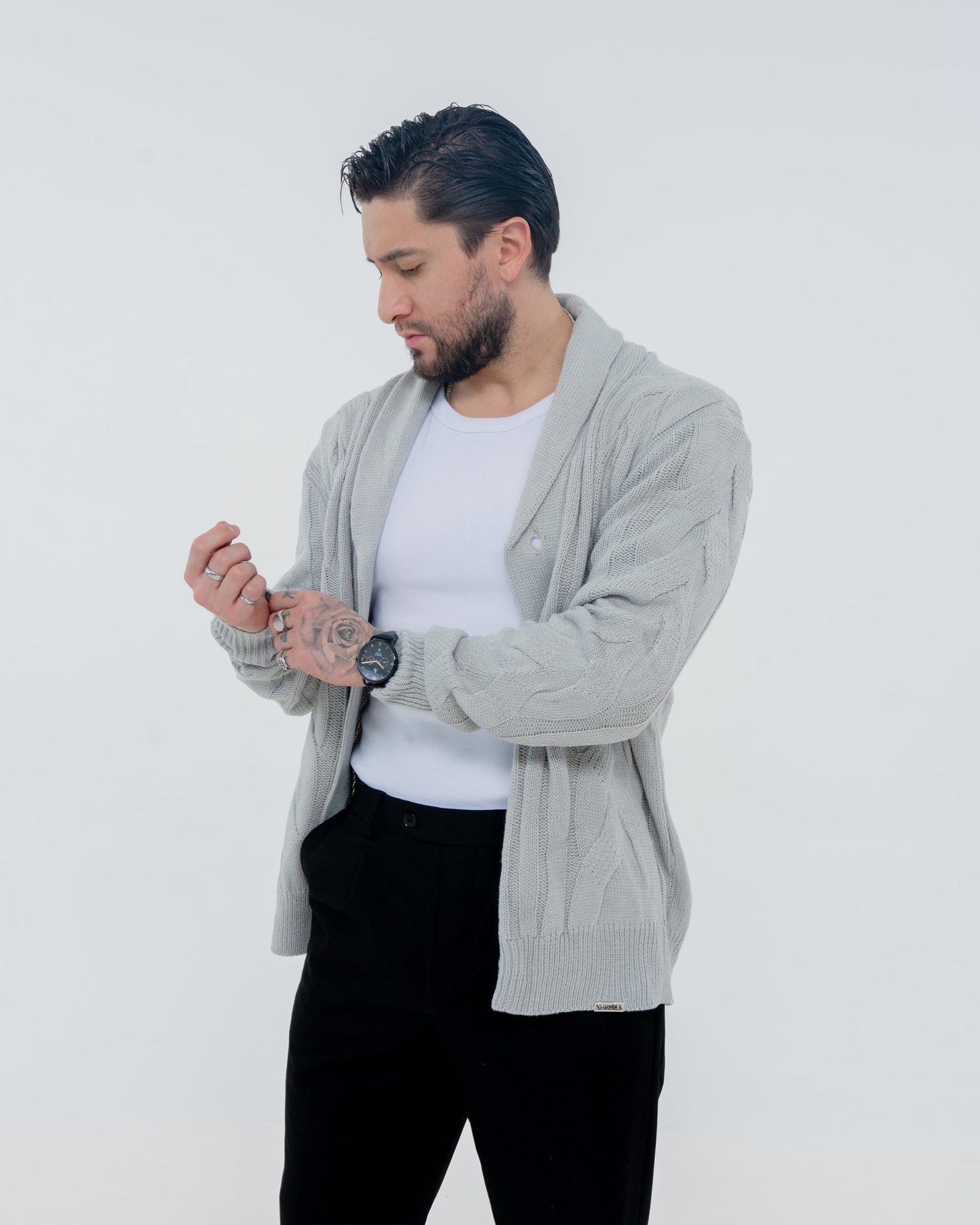 Fireside Cardigan - Light Grey - Image 2