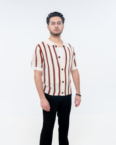 Havana Knit Shirt - Cream/Brown - Image 2