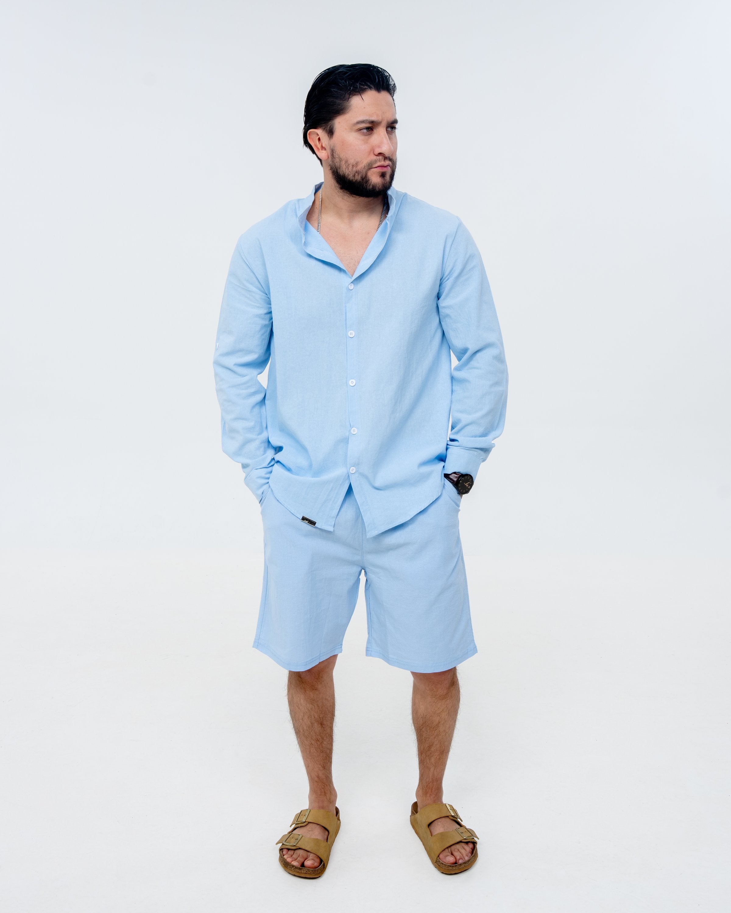 Corsica Linen Set - Baby Blue