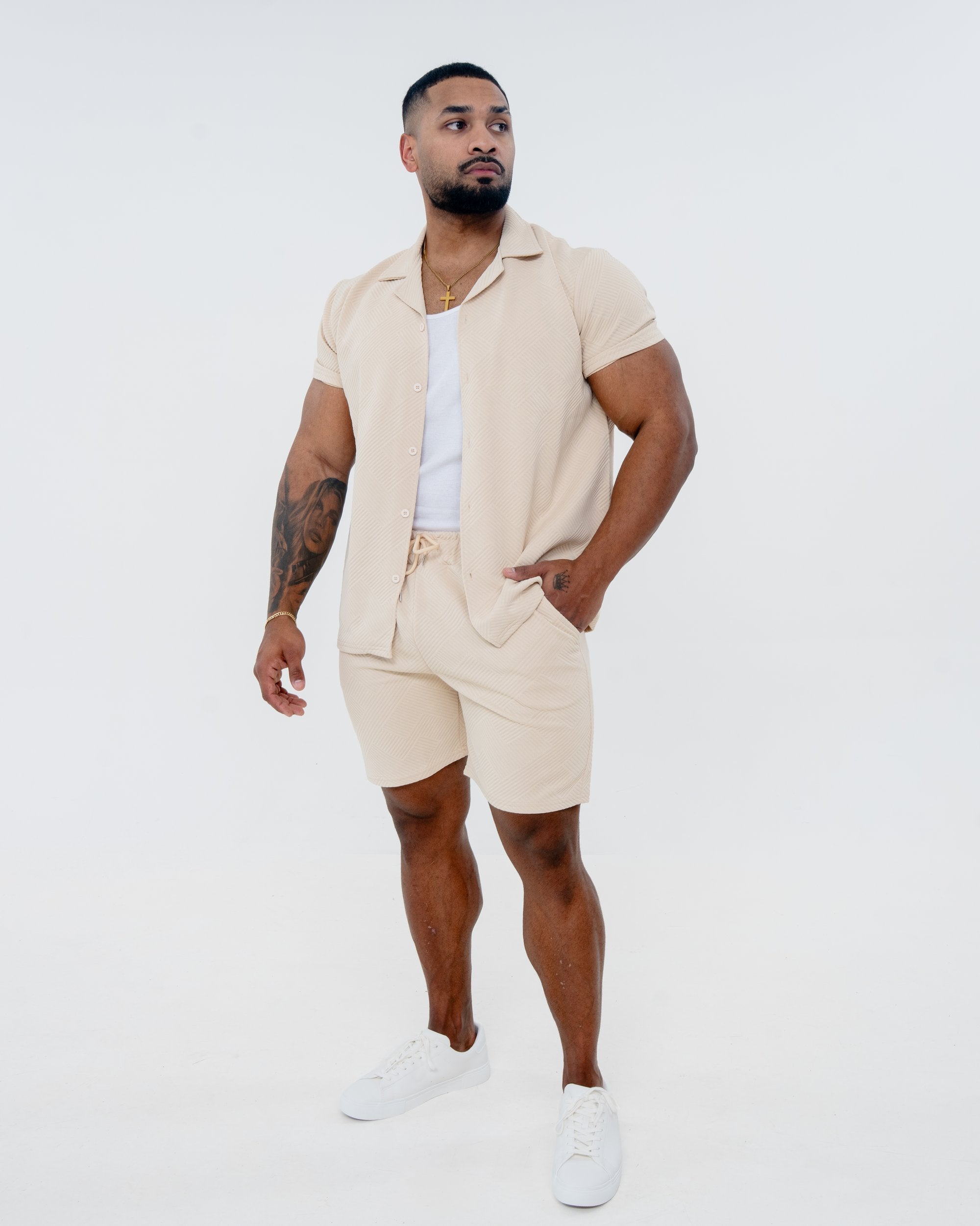 Promenade Shorts Set - Beige